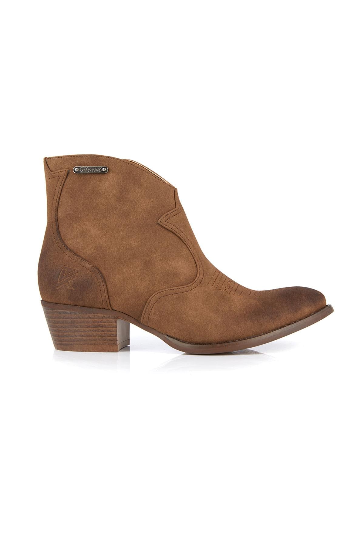 Tan ankle boot with heel - Image n°1
