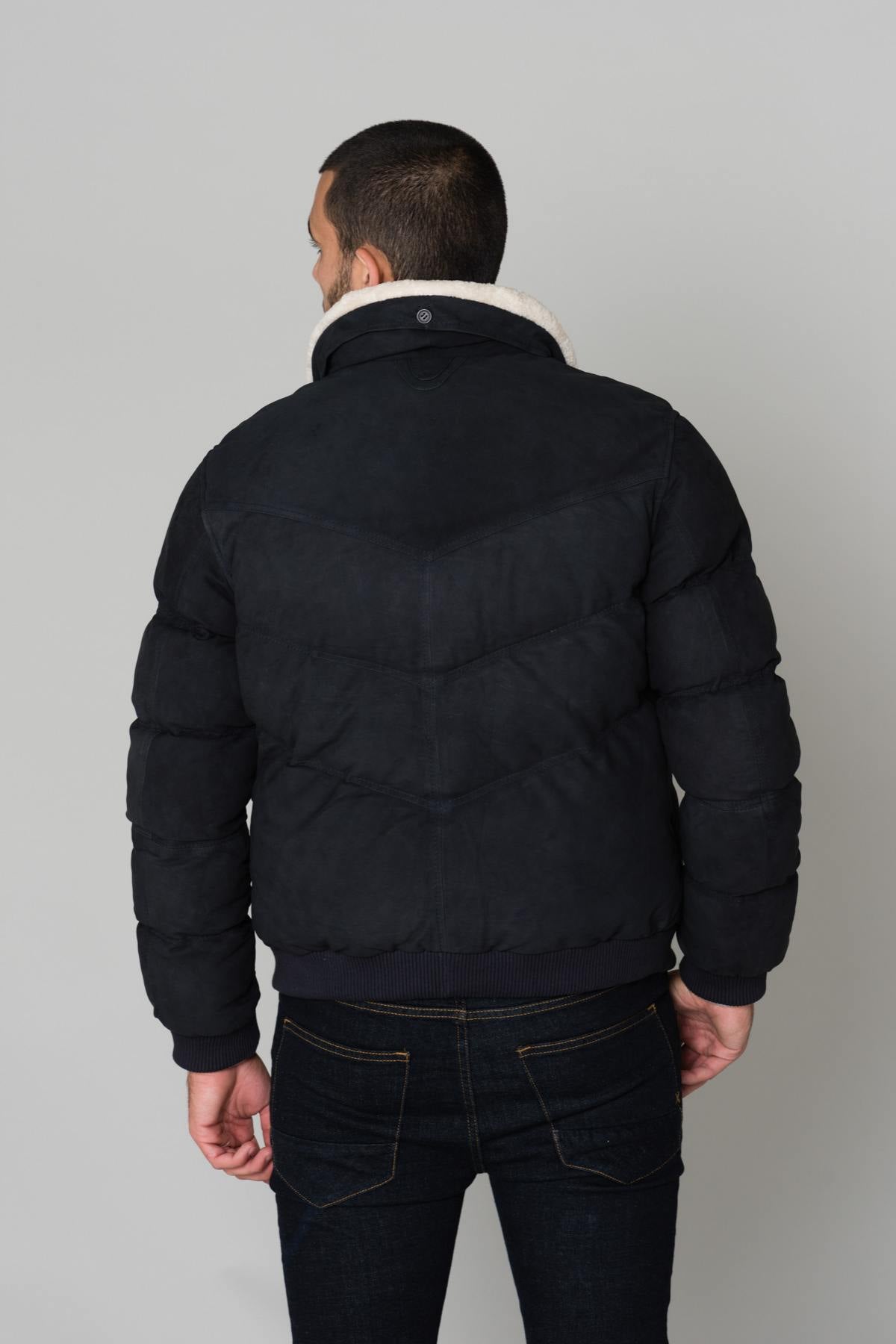  Navy blue leather jacket - Image n°6