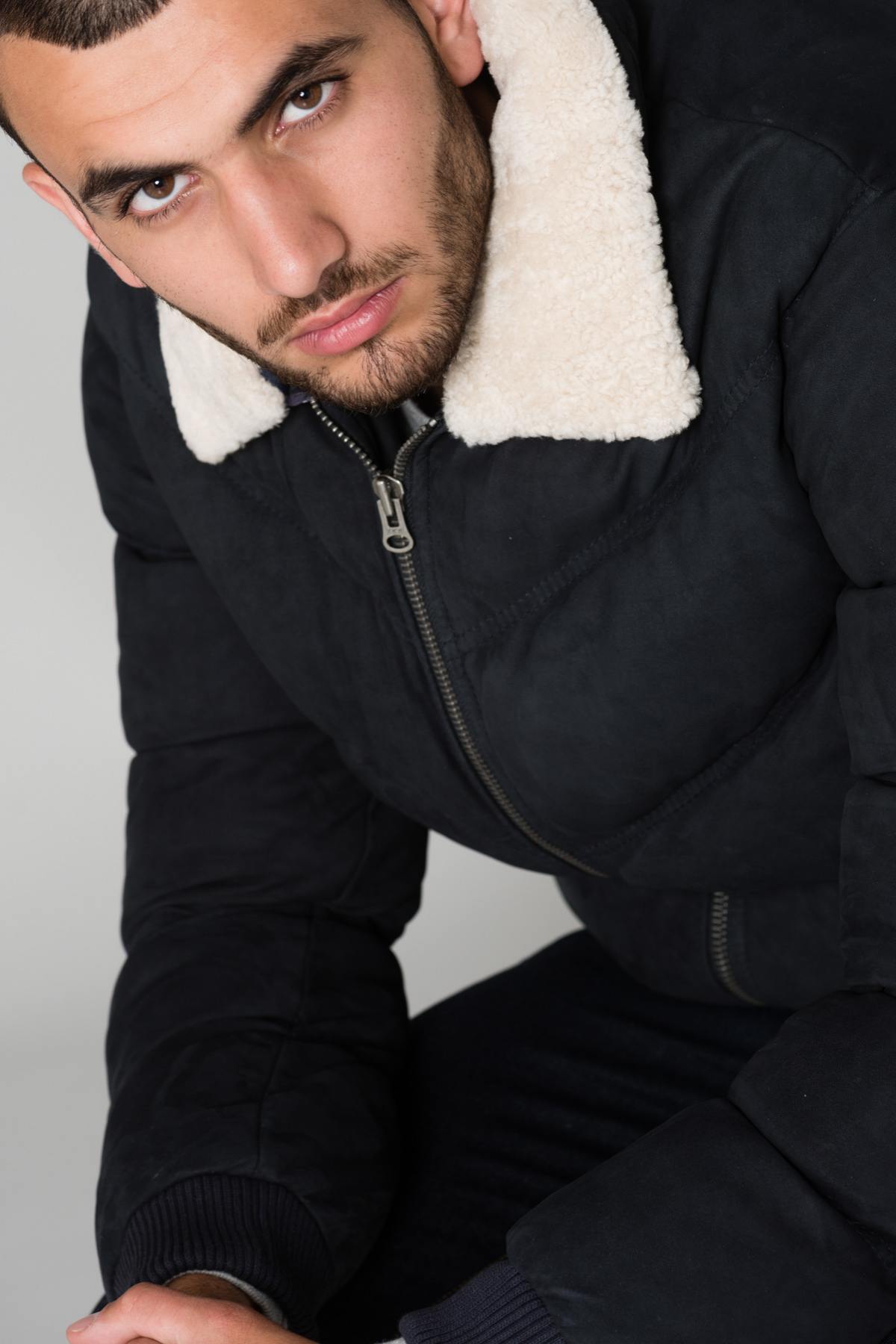  Navy blue leather jacket - Image n°7