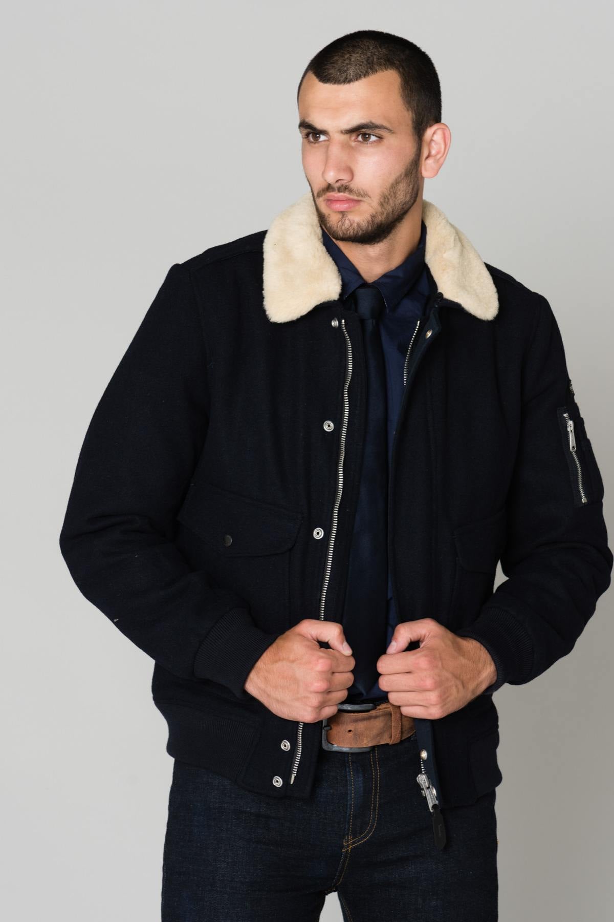 Wool blend pilot jacket - Image n°3