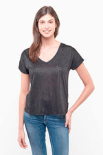 Black V-neck t-shirt - Image n°1