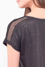 Black V-neck t-shirt - Image n°2