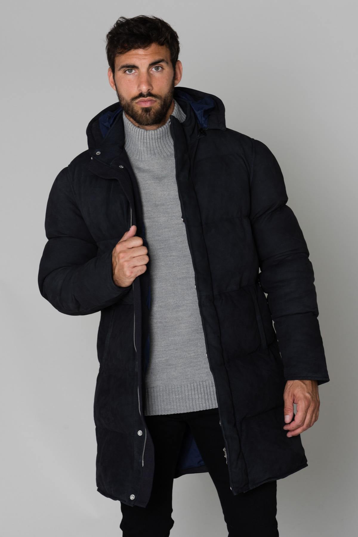  Navy blue lambskin down jacket - Image n°5