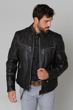  Round-neck leather jacket - Image n°4