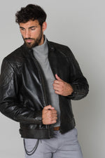 Black calfskin leather jacket - Image n°1
