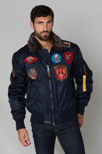 Navy blue jacket with patches - Image n°3