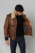 Brown military aviator with woolen collar - Image n°4