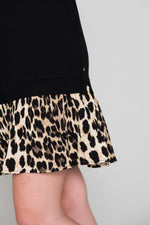 Black dress with leopard print on the bottom - Image n°3