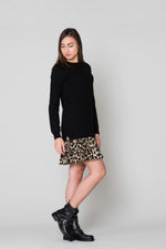 Black dress with leopard print on the bottom - Image n°2