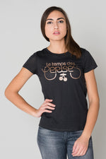Dark blue snakeskin print t-shirt - Image n°1
