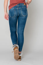 Blue jeans with 7/8 raw edge - Image n°2