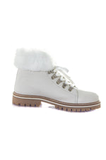 White fur-lined ankle boots - Image n°2