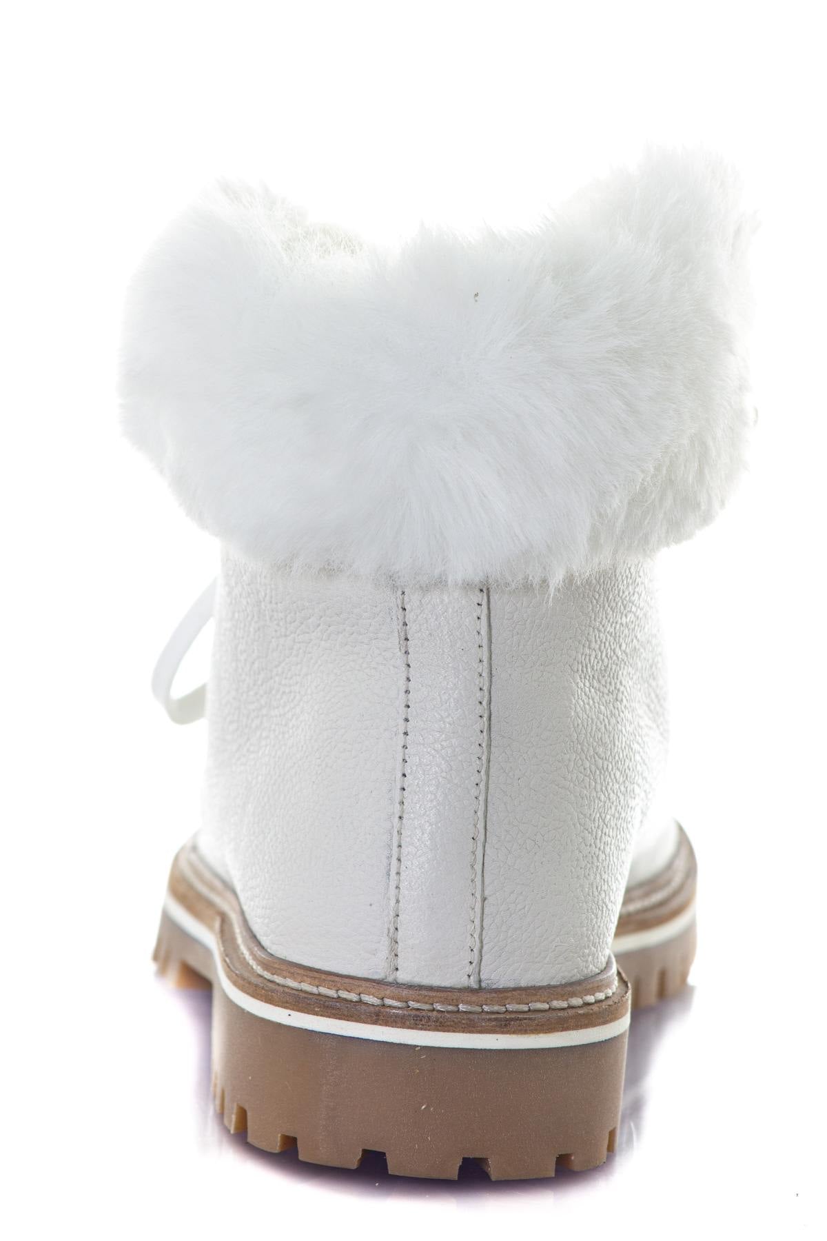 White fur-lined ankle boots - Image n°7