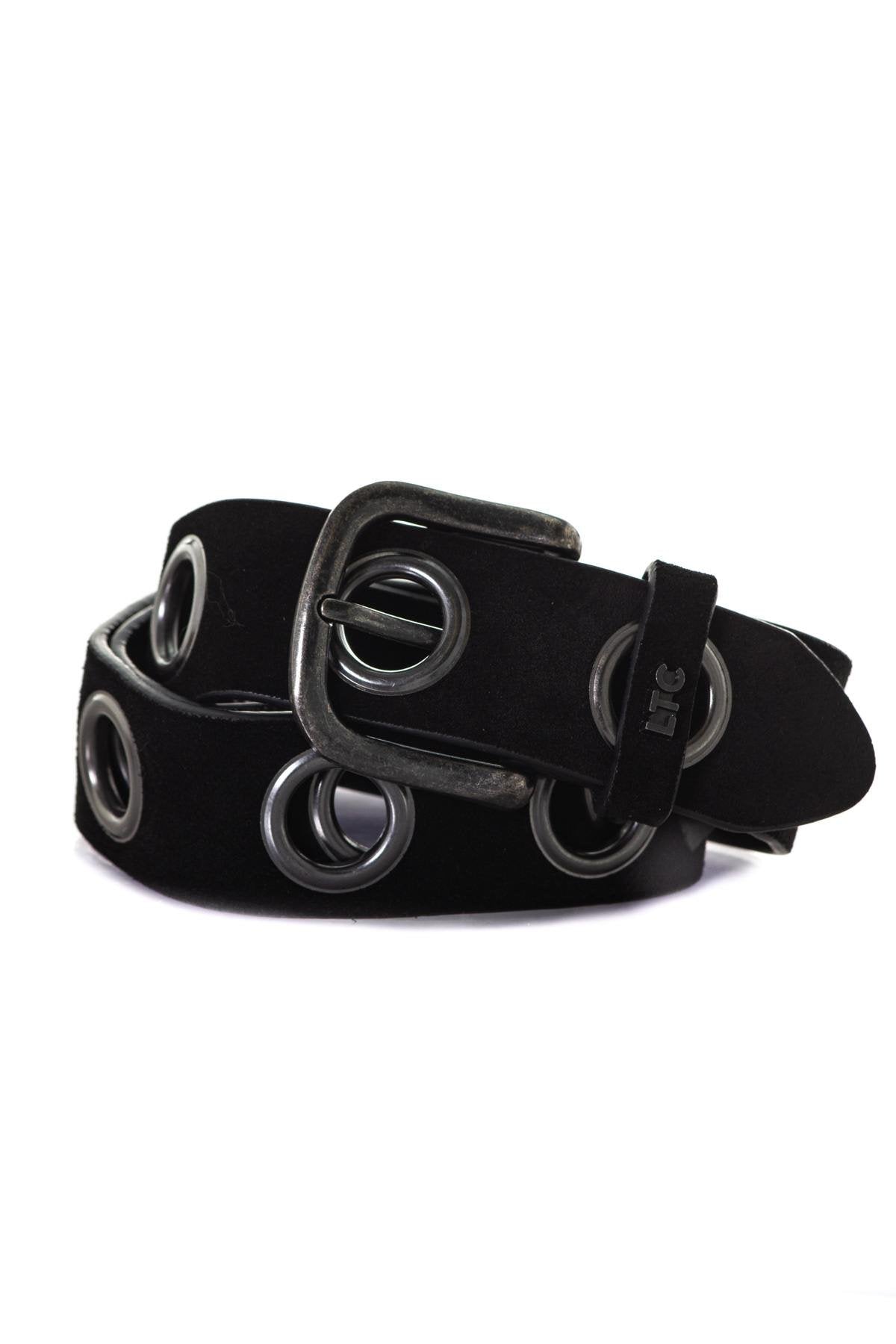 Black suede leather belt - Image n°1