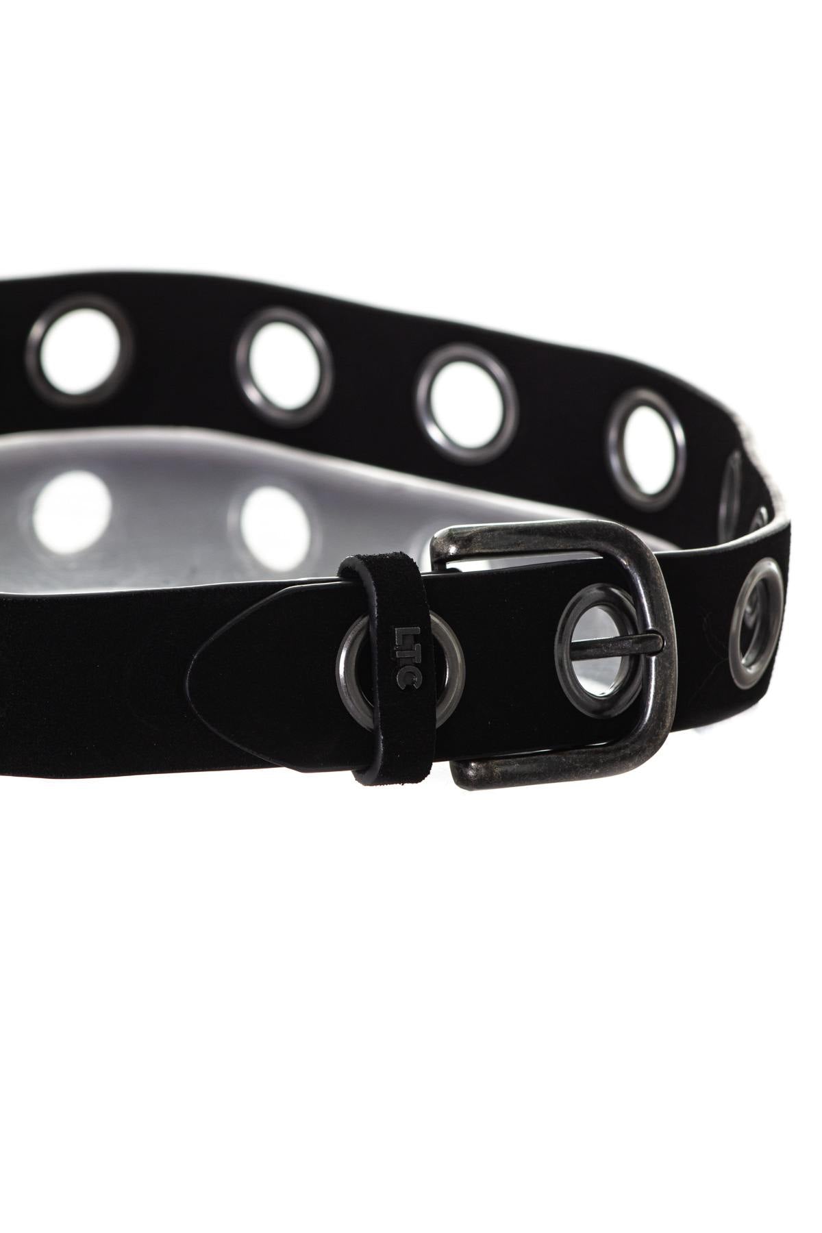 Black suede leather belt - Image n°2
