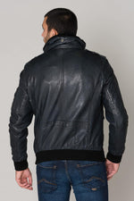 Navy blue aviator with fur collar - Image n°6