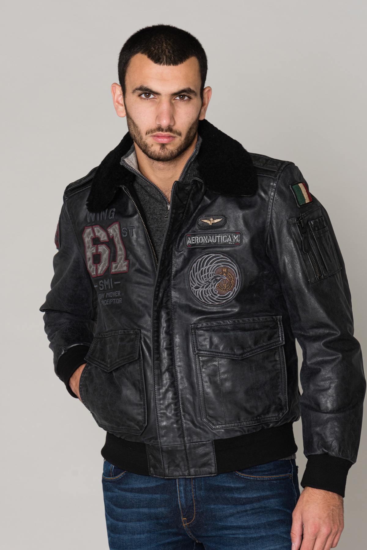 Dark gray aviator with patches - Image n°9