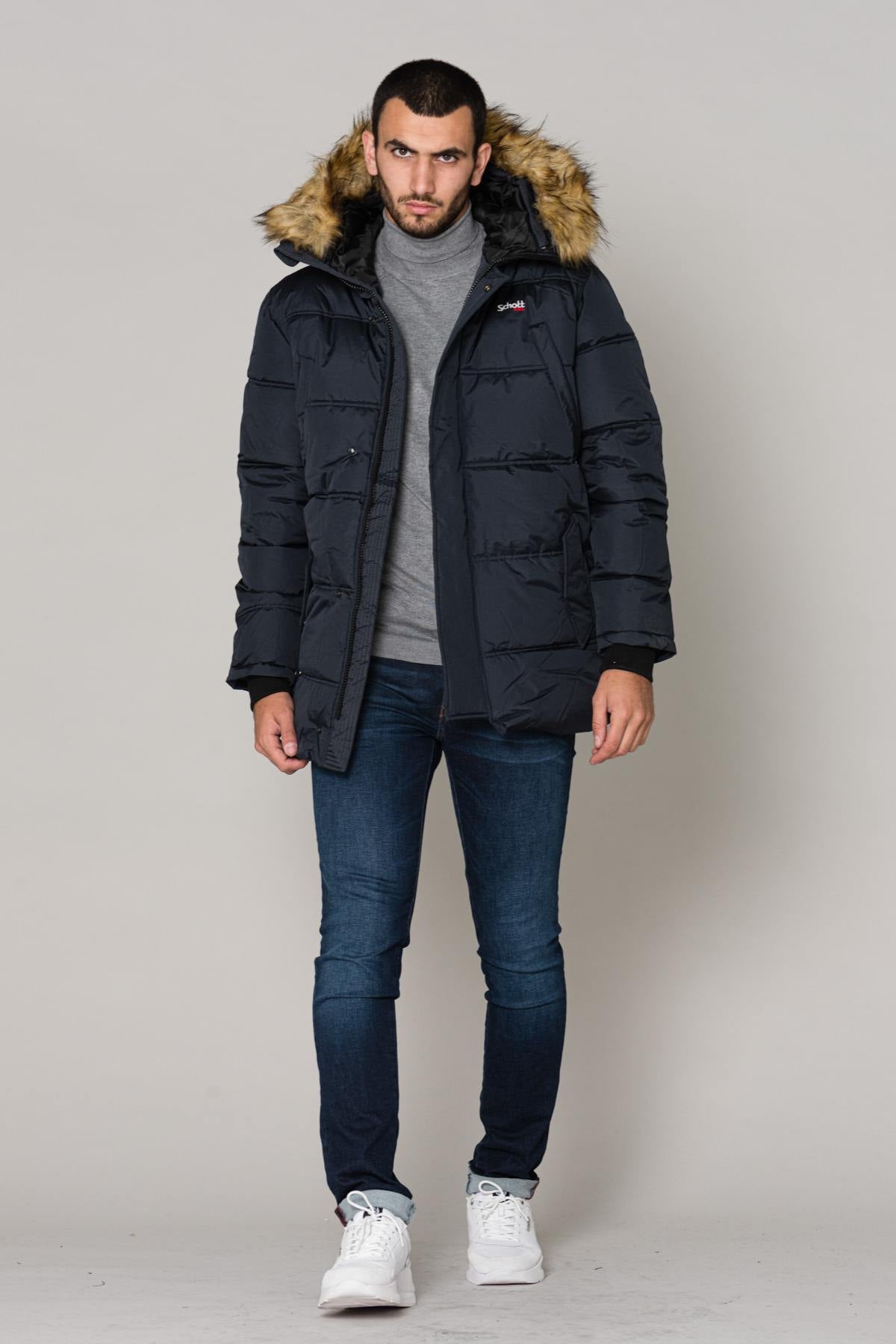 Long hooded jacket with acrylic fur - Image n°2