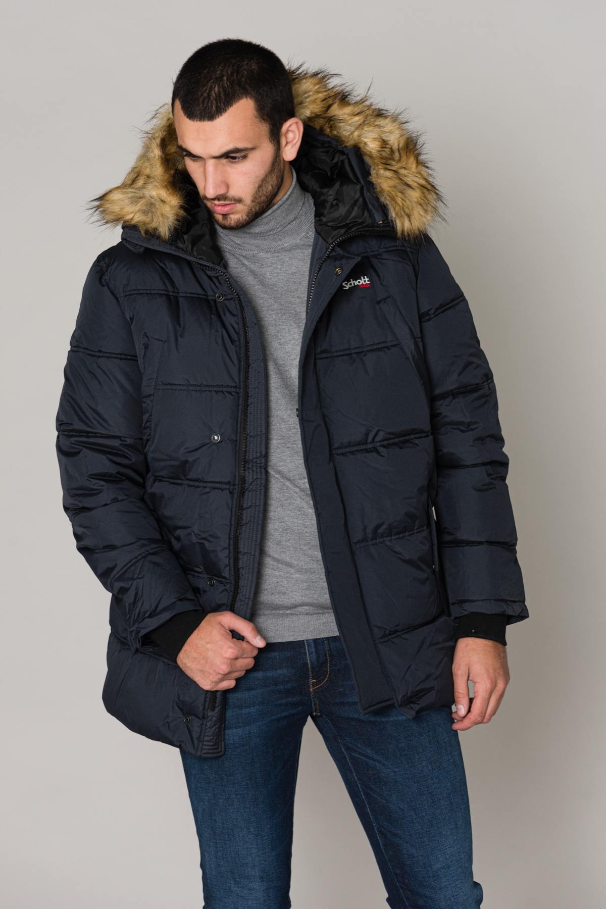 Long hooded jacket with acrylic fur - Image n°3