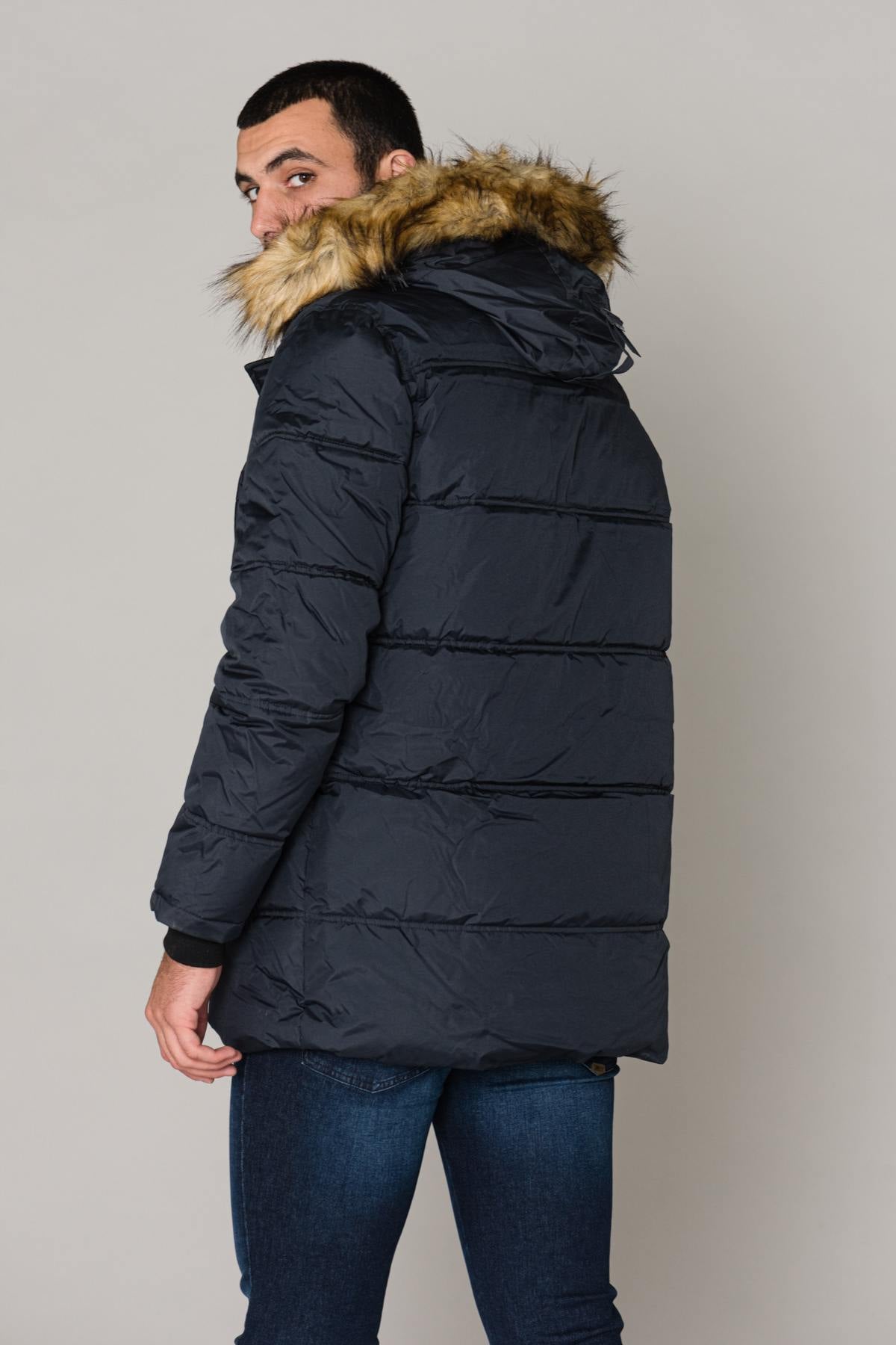 Long hooded jacket with acrylic fur - Image n°5
