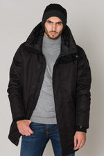 Men's chic black parka - Image n°1