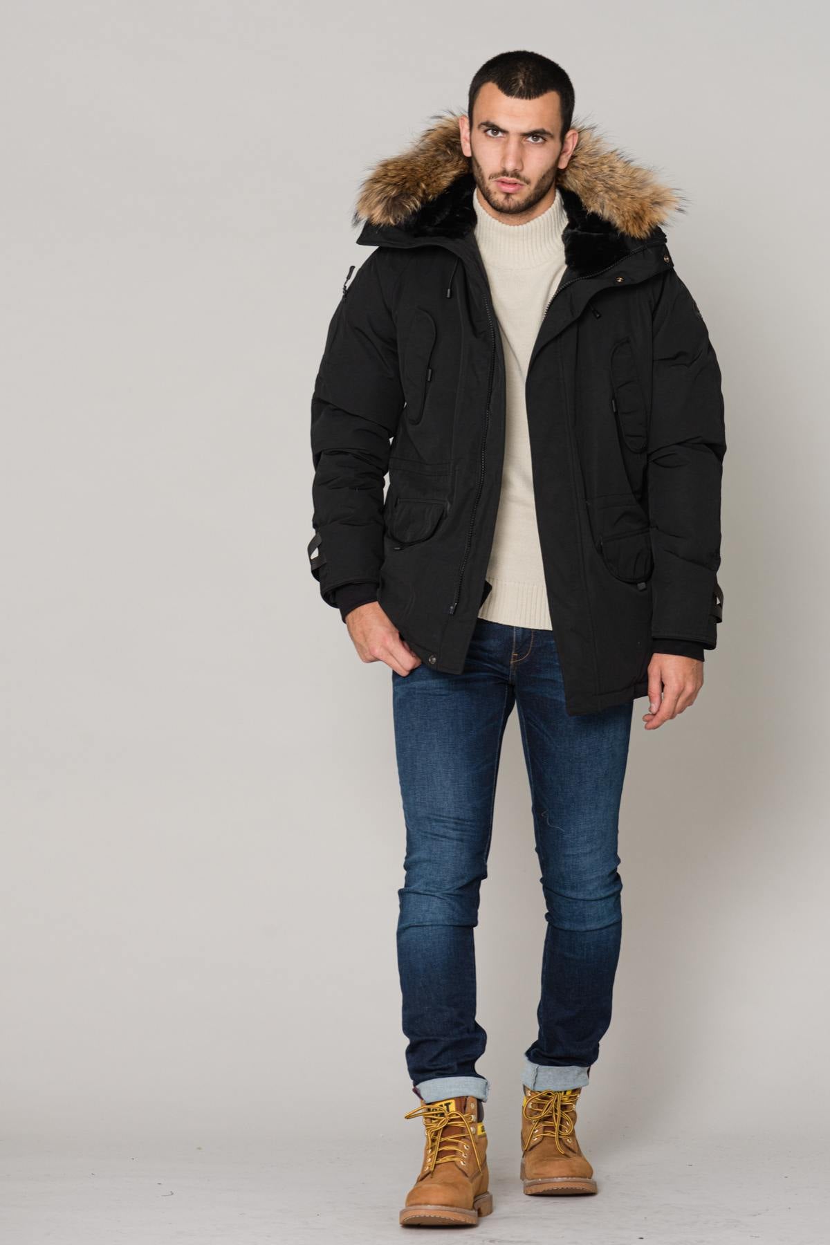 Men's black jacket with hood - Image n°2
