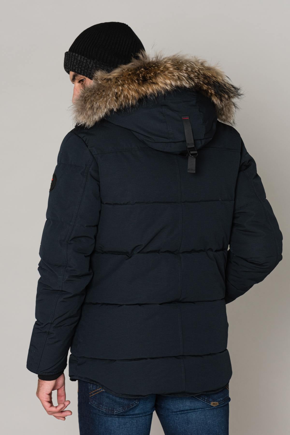 Navy blue parka with fur - Image n°5