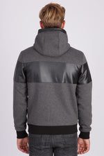  Gray dual-material zipped sweatshirt - Image n°3