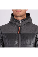  Gray dual-material zipped sweatshirt - Image n°4