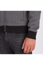  Gray dual-material zipped sweatshirt - Image n°6