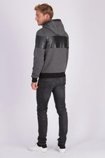  Gray dual-material zipped sweatshirt - Image n°7