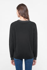 Thin black V-neck sweater - Image n°5