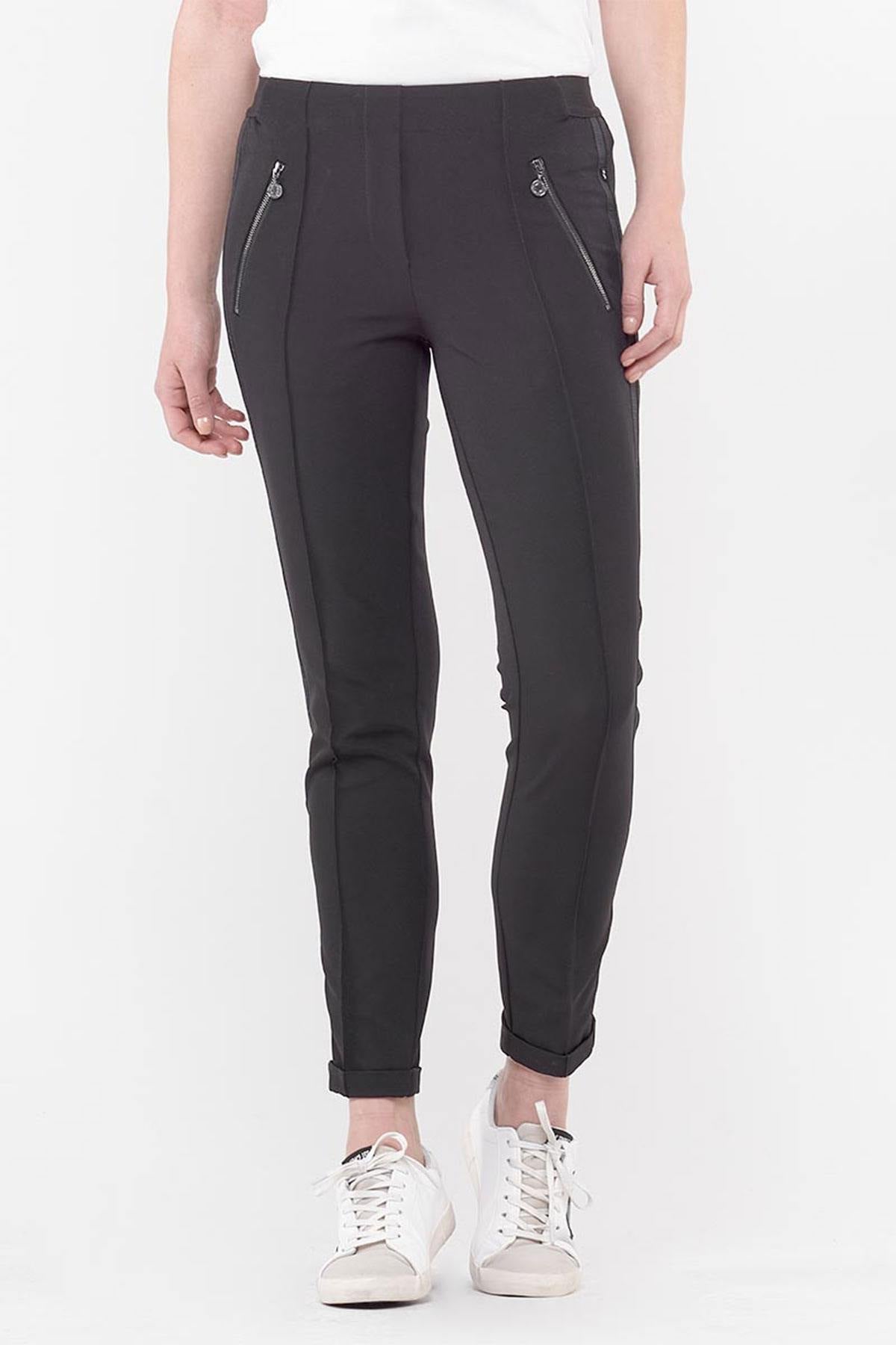 Women's black polyester pants - Image n°1