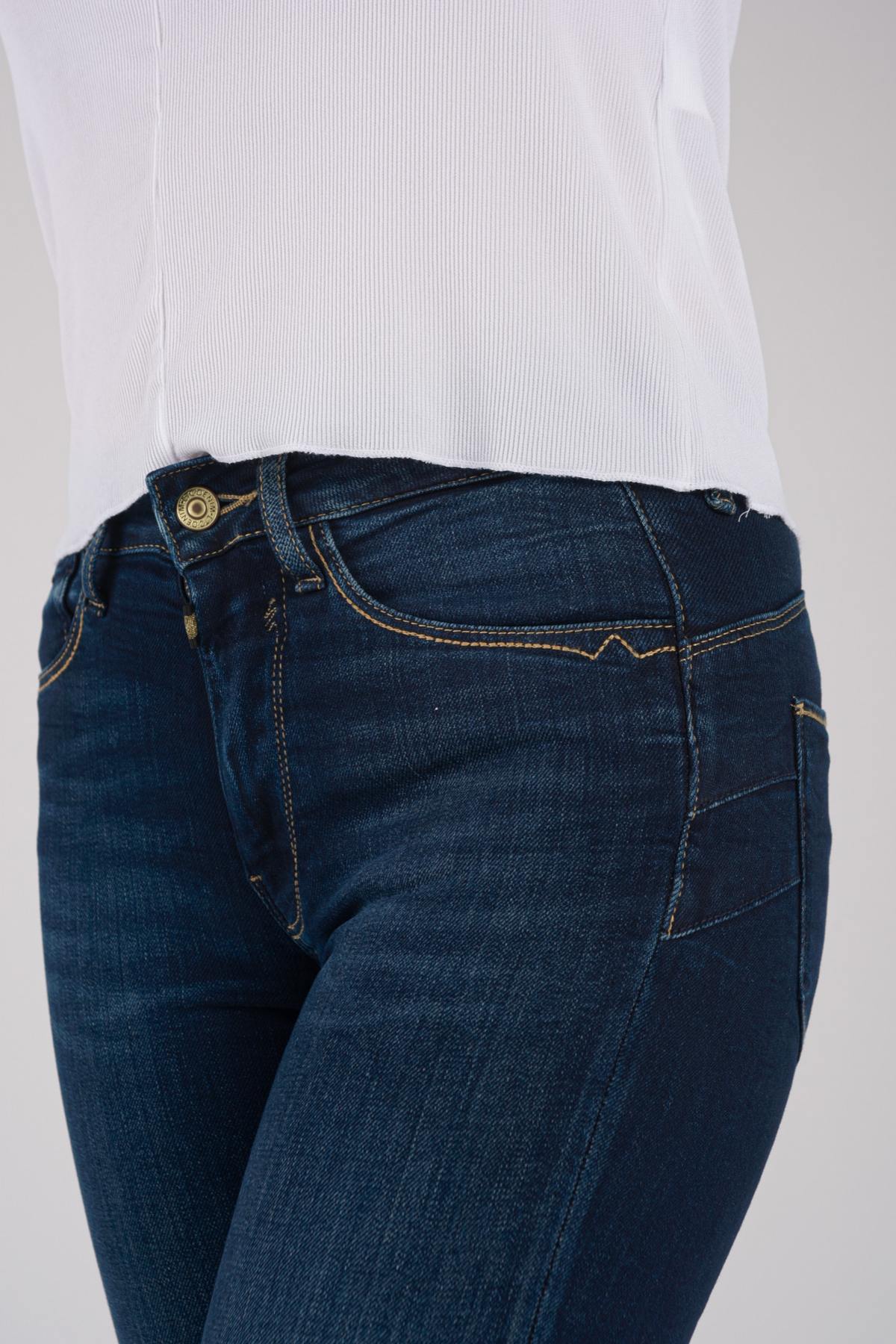 High-waisted raw blue slim jeans - Image n°2