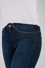 High-waisted raw blue slim jeans - Image n°2