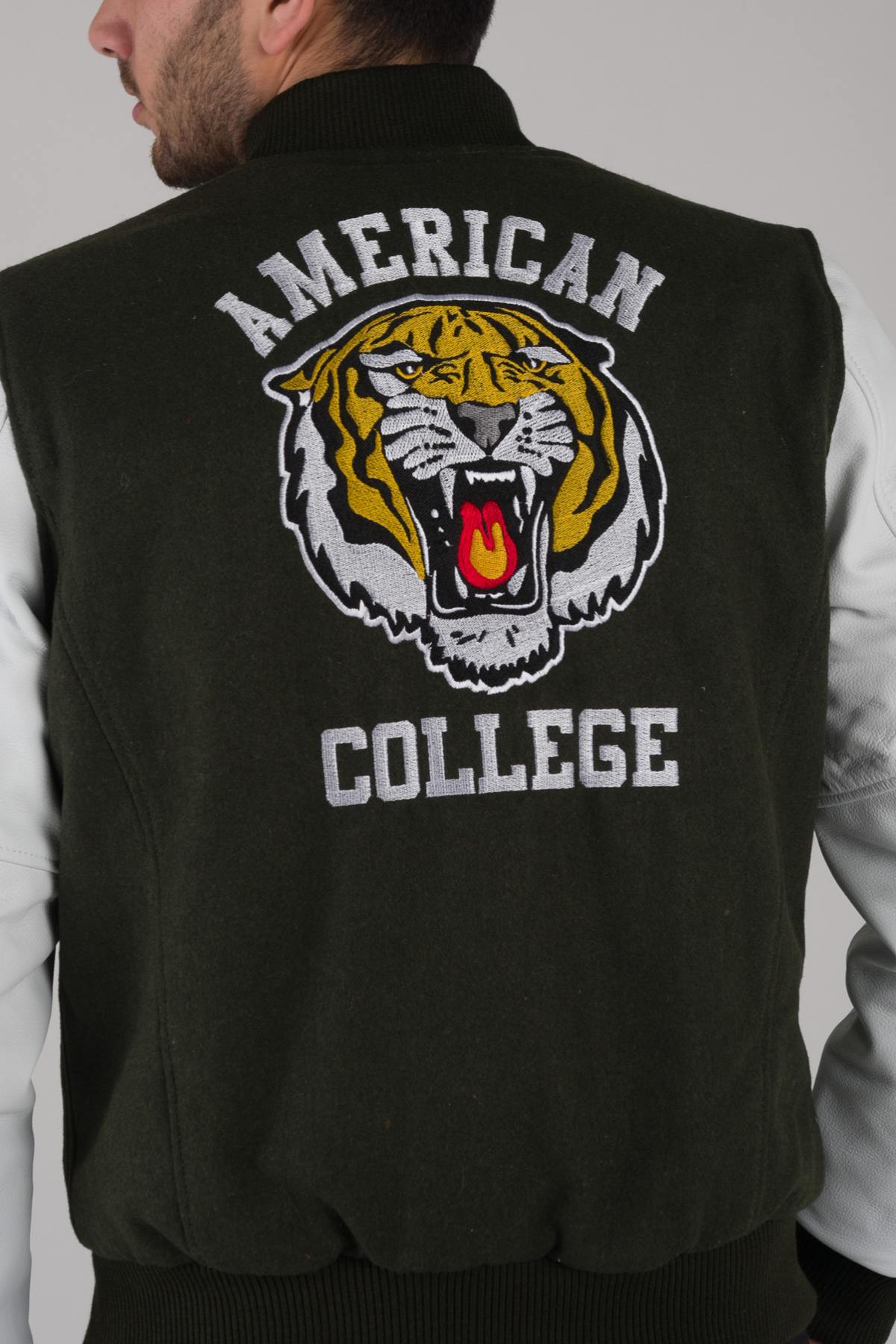 Khaki and white American teddy jacket - Image n°2
