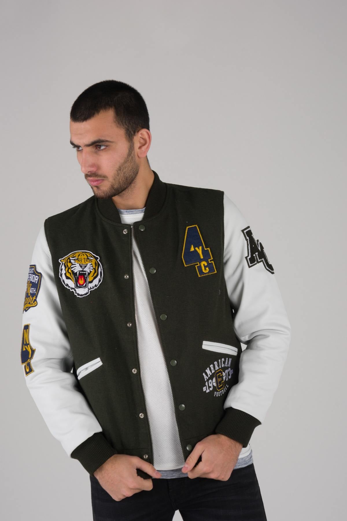 Khaki and white American teddy jacket - Image n°4