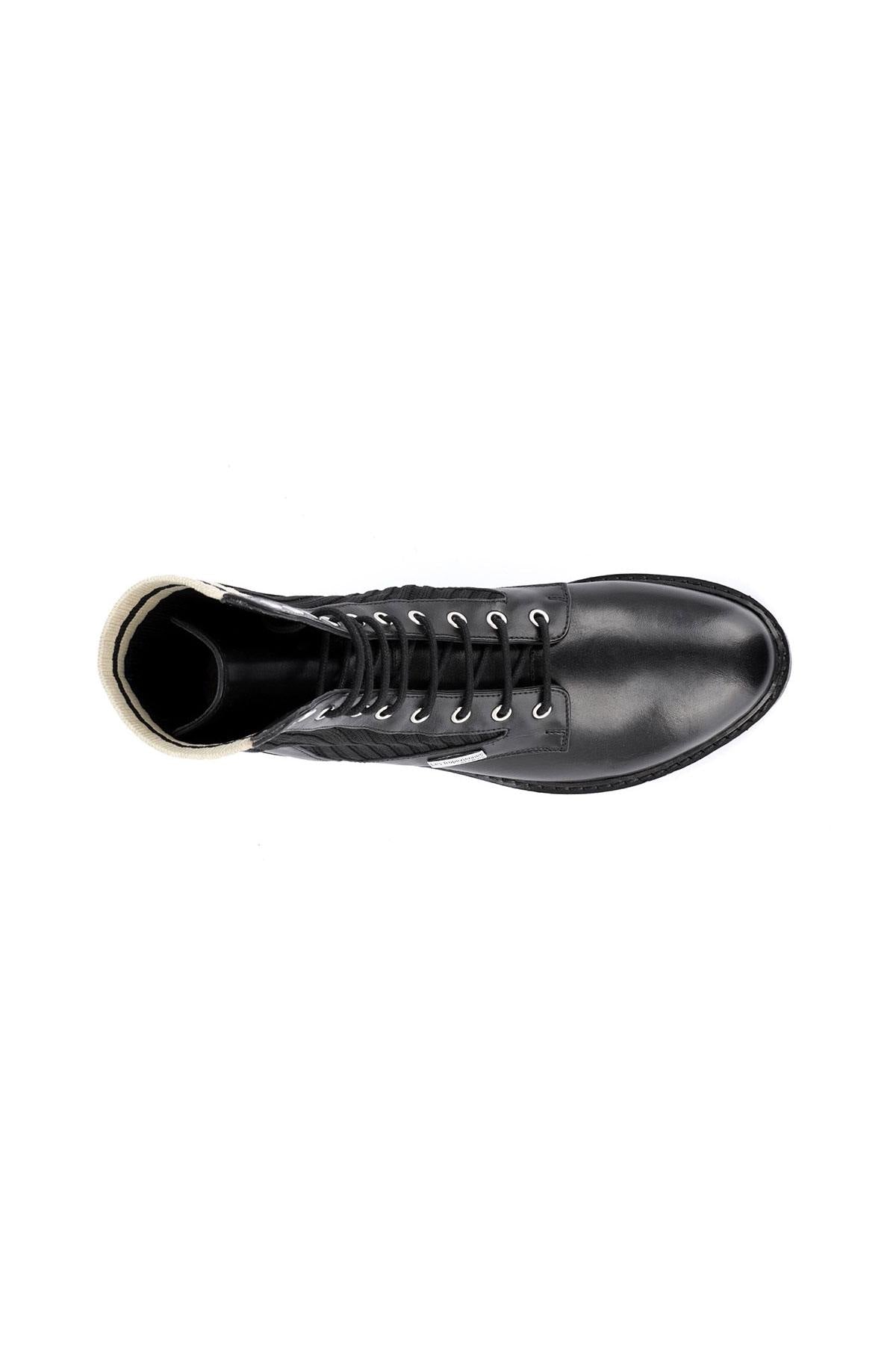 Leather and textile high top shoes - Image n°3