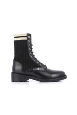 Leather and textile high top shoes - Image n°1