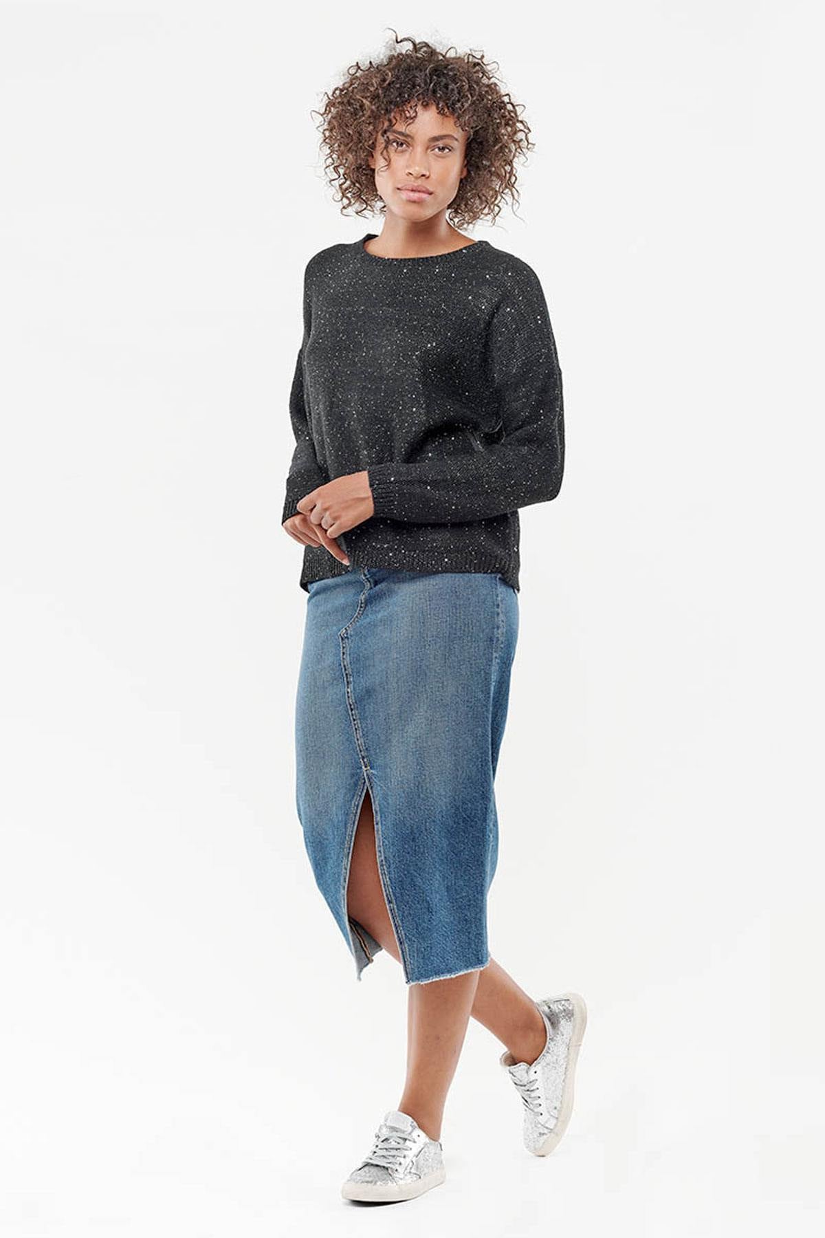 Women's shiny black sweater - Image n°2