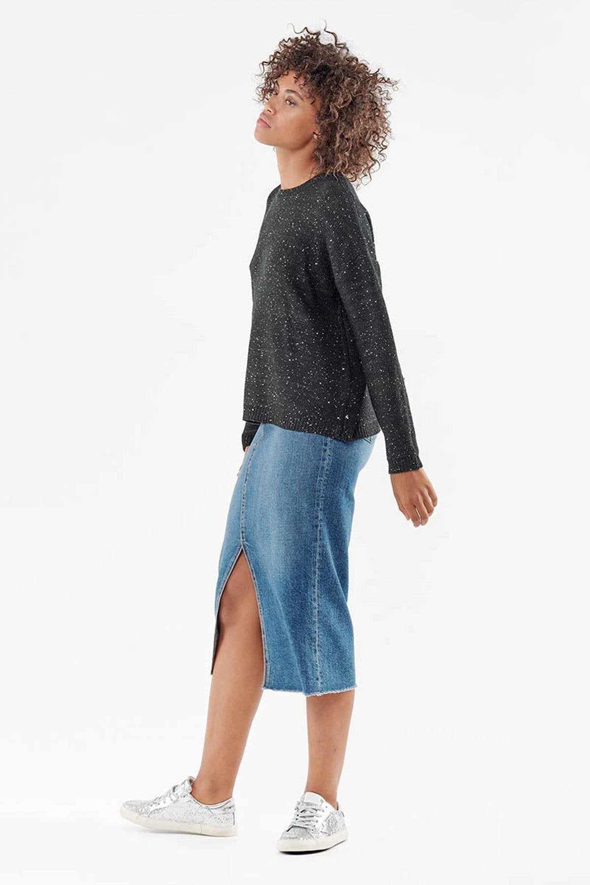 Women's shiny black sweater - Image n°5