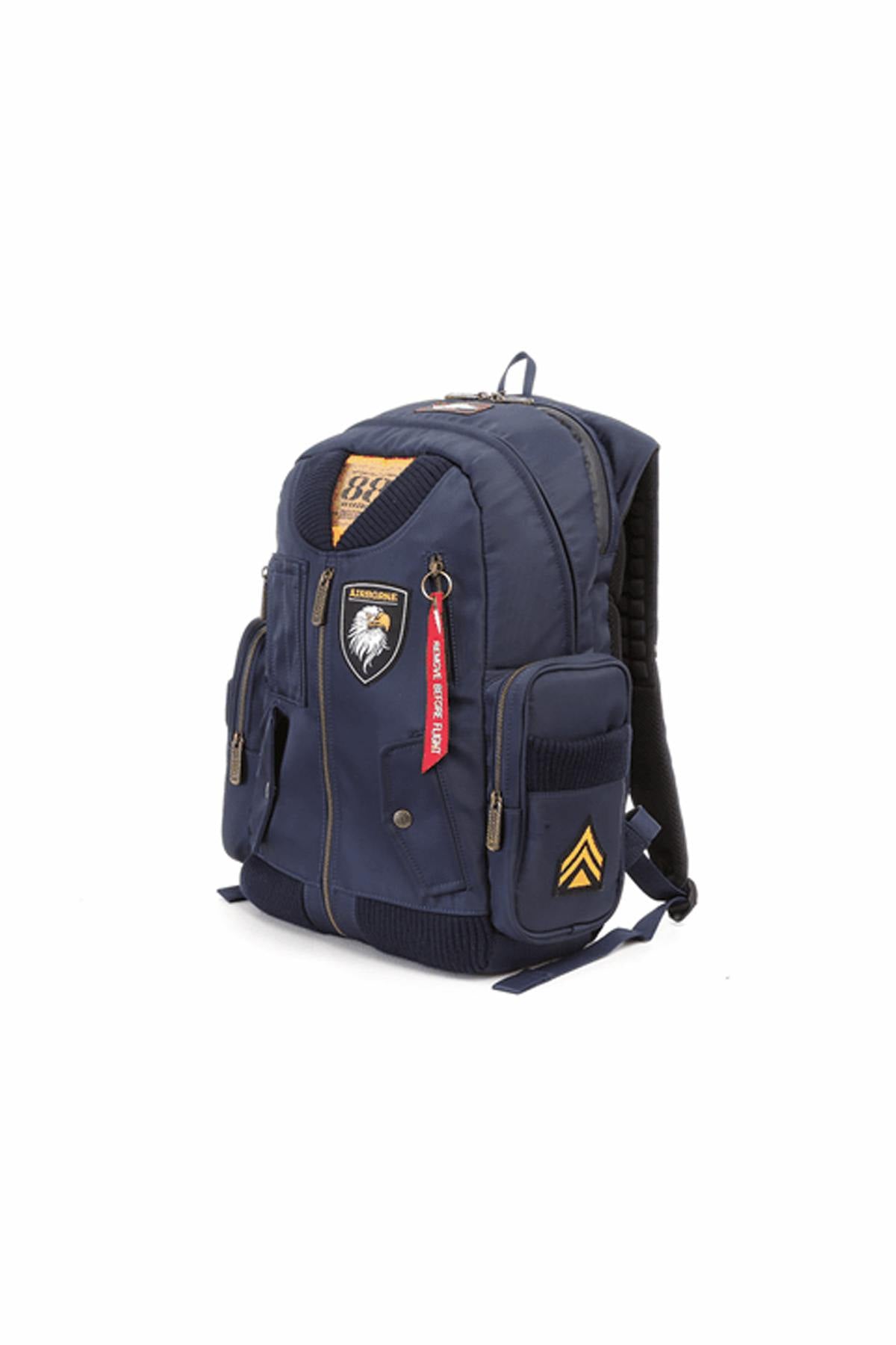 Navy blue aviator style backpack - Image n°2