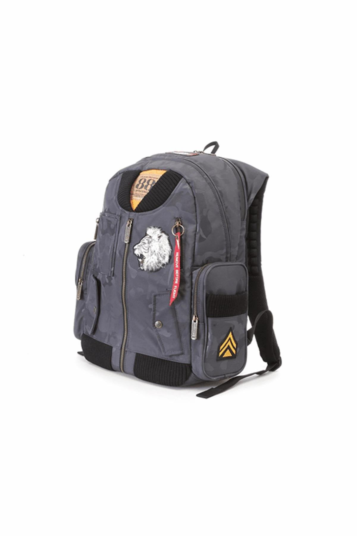 Blue gray camouflage backpack - Image n°1