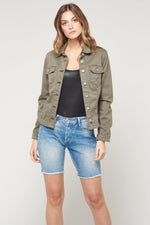 Khaki military denim jacket - Image n°1