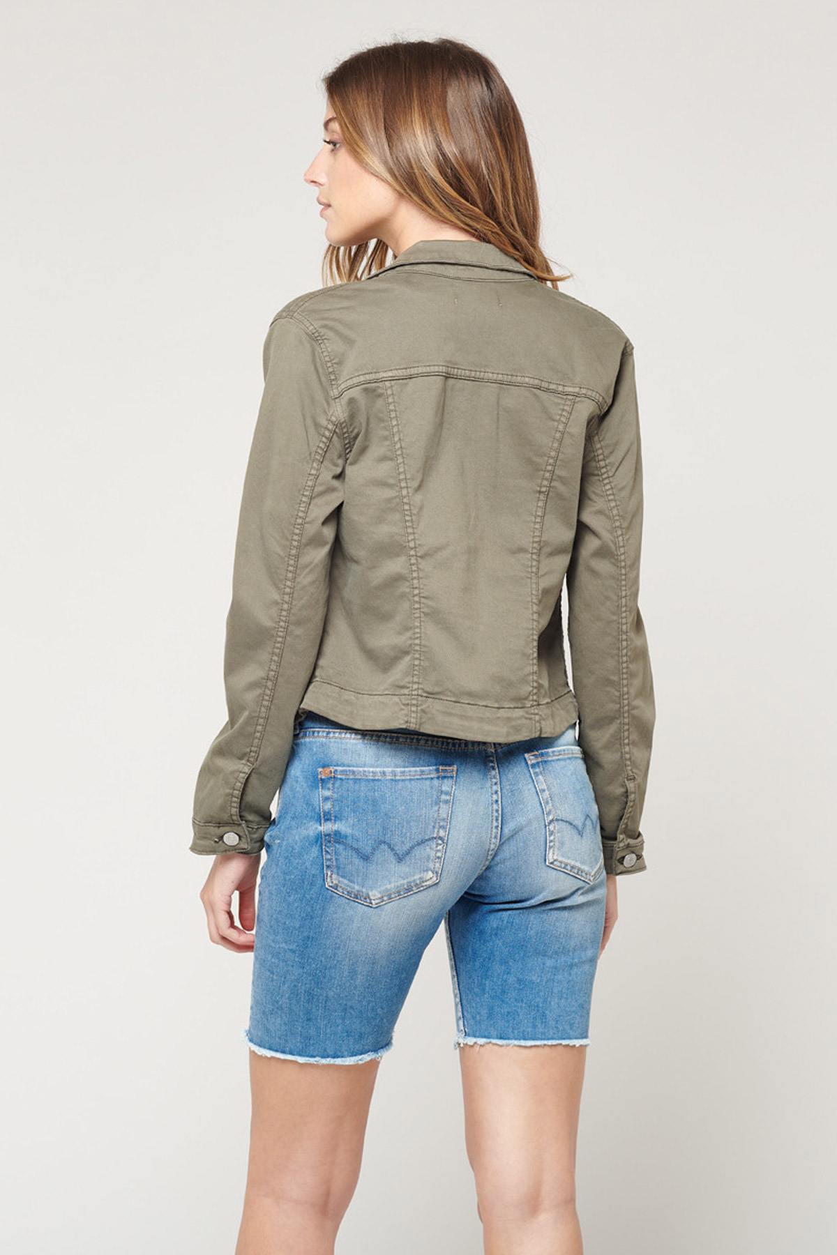 Khaki military denim jacket - Image n°3