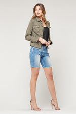 Khaki military denim jacket - Image n°4