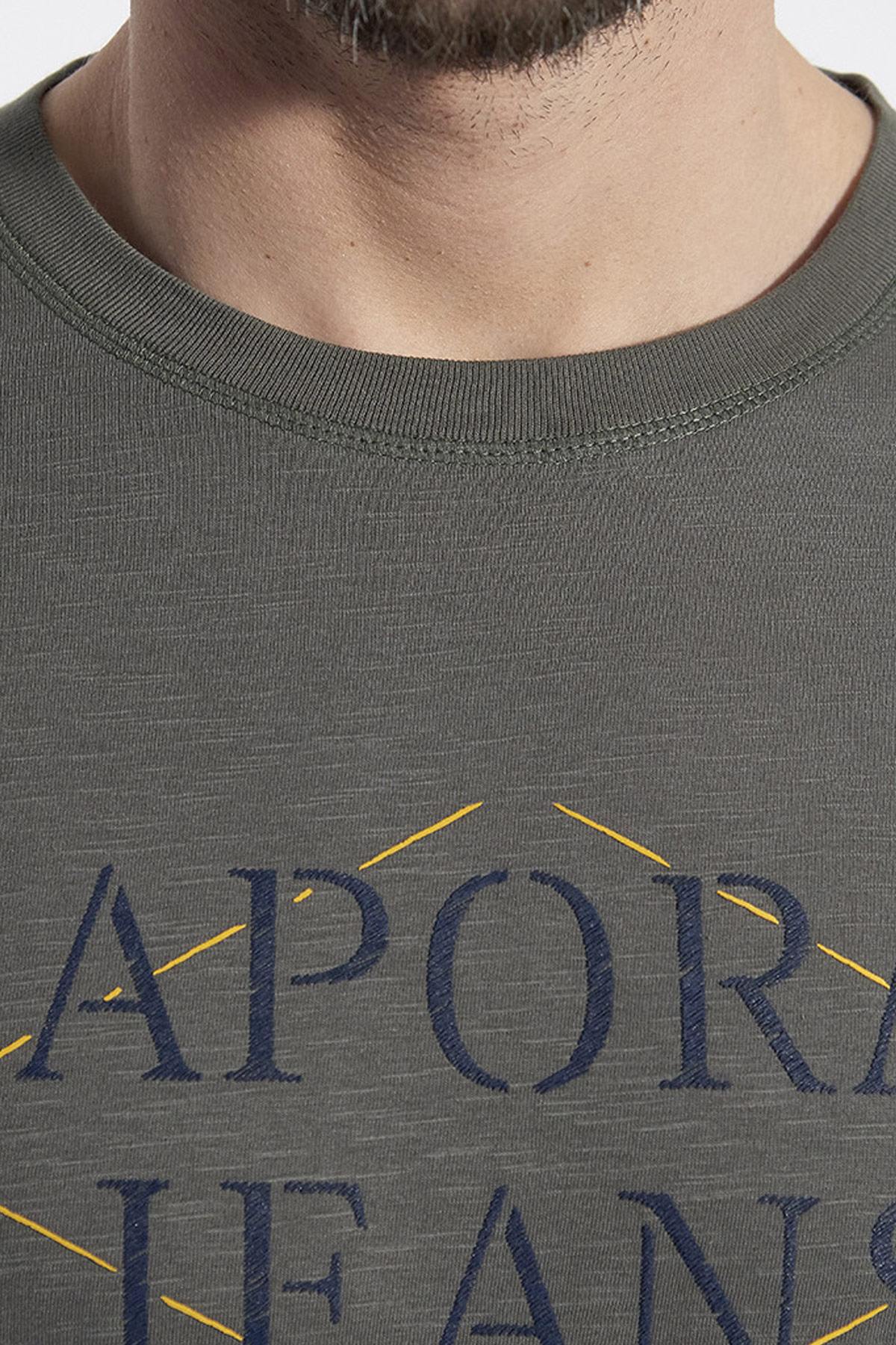 Khaki-colored round-neck t-shirt - Image n°4