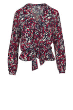 Blue and red floral blouse - Image n°5