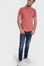 Men's pink short-sleeved polo shirt - Image n°2
