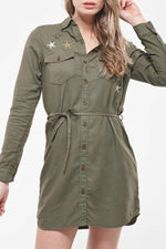 Khaki military look summer dress - Image n°1